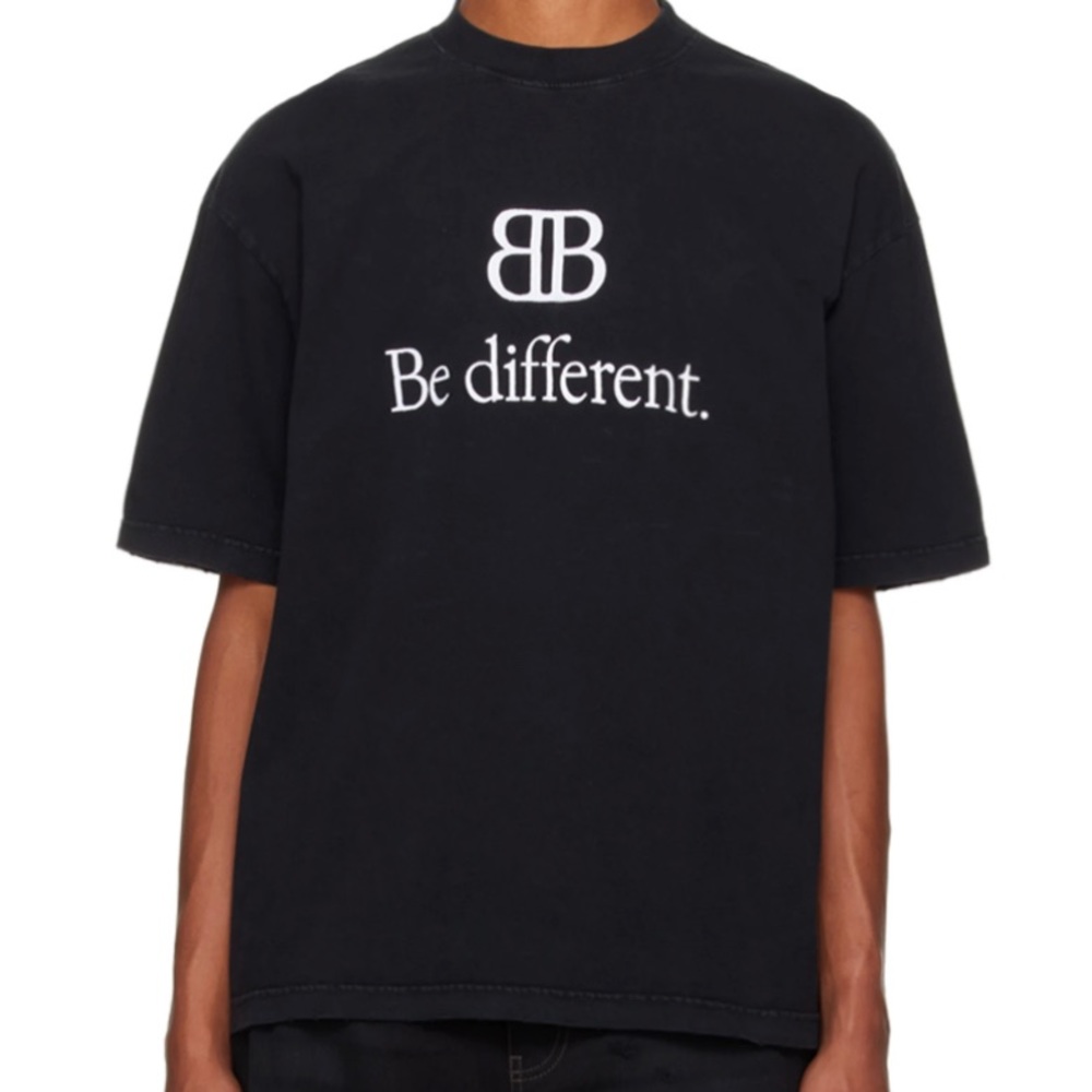 Extra small Balenciaga be different logo embroidered T-shirt
